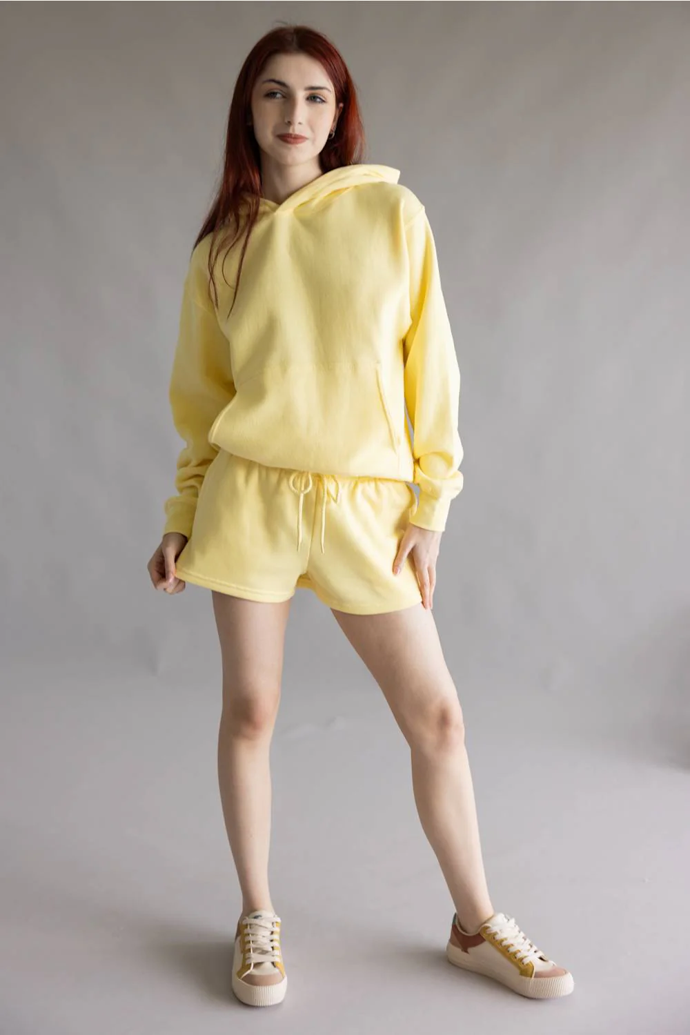 Basic Fleece Shorts for Women in Light Yellow | H420-LTYELLOW - Image 2