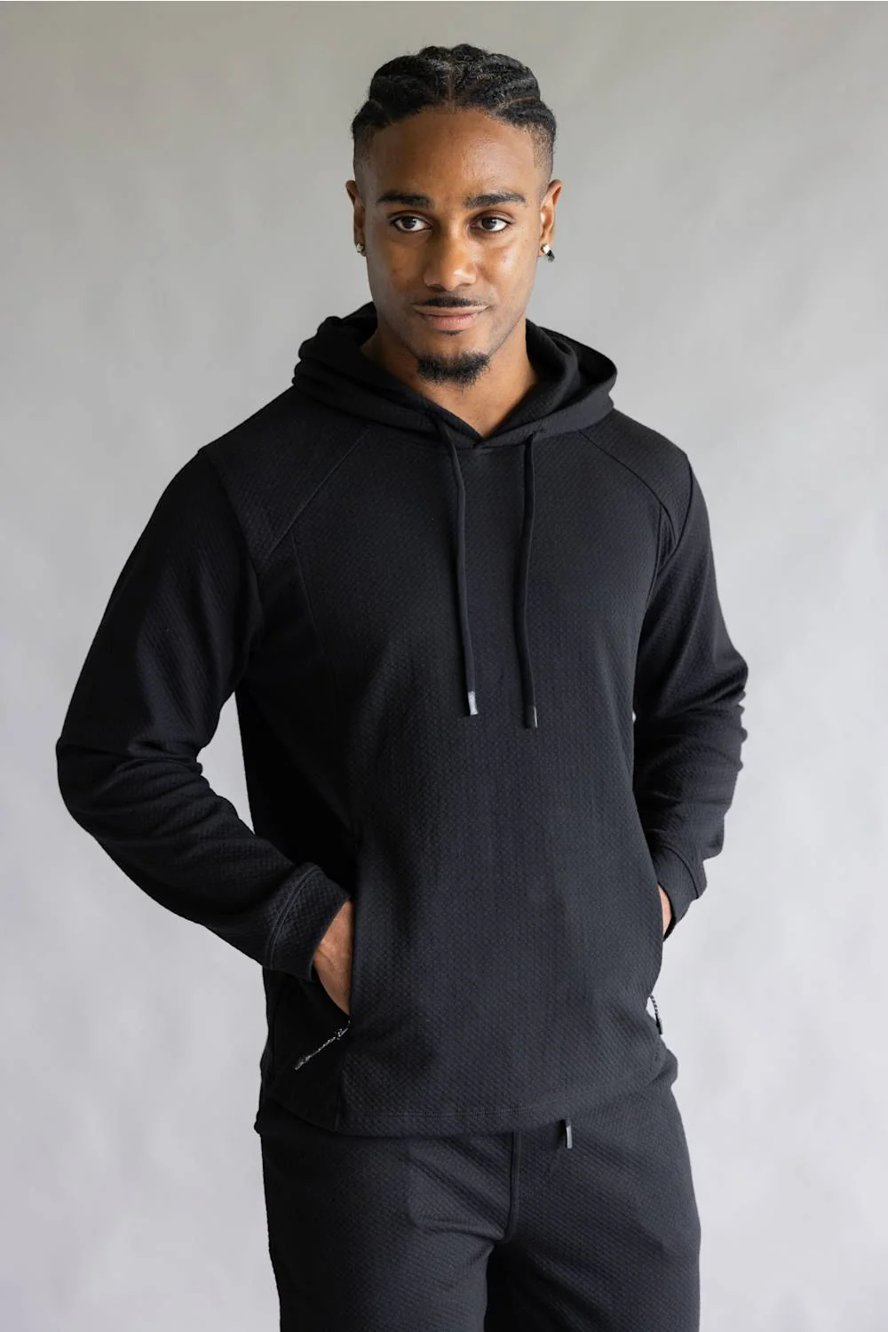 1897 Active Diamond Weave Hoodie for Men in Black | MJ895-BLACK - Image 4