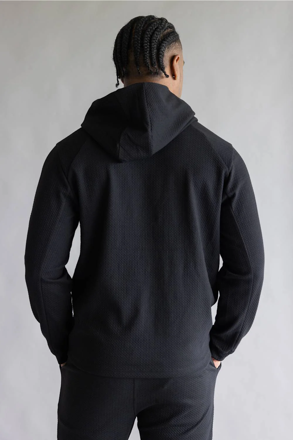 1897 Active Diamond Weave Hoodie for Men in Black | MJ895-BLACK - Image 5