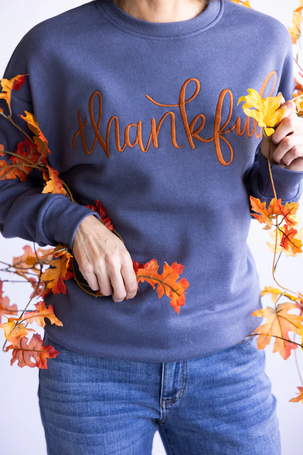 1897 Active Thankful Embroidered Sweatshirt for Women