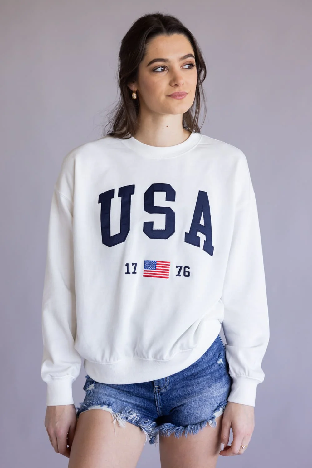 Reflex USA 1776 Flag Patch Embroidered Sweatshirt for Women - Image 4