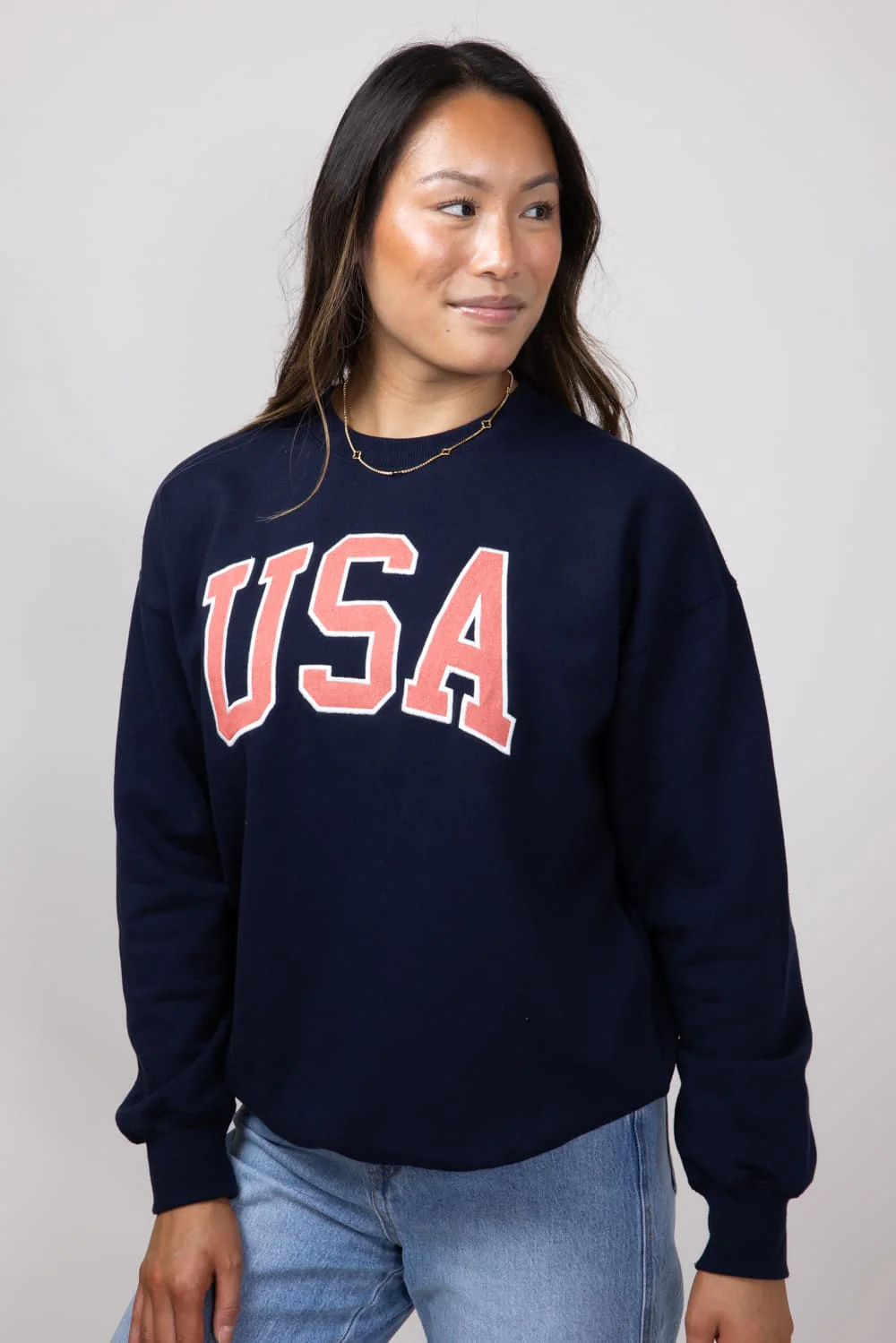 1897 Active Embroidered USA Sweatshirt for Women in Deep Navy | GT875-DEEPNAVY - Image 6