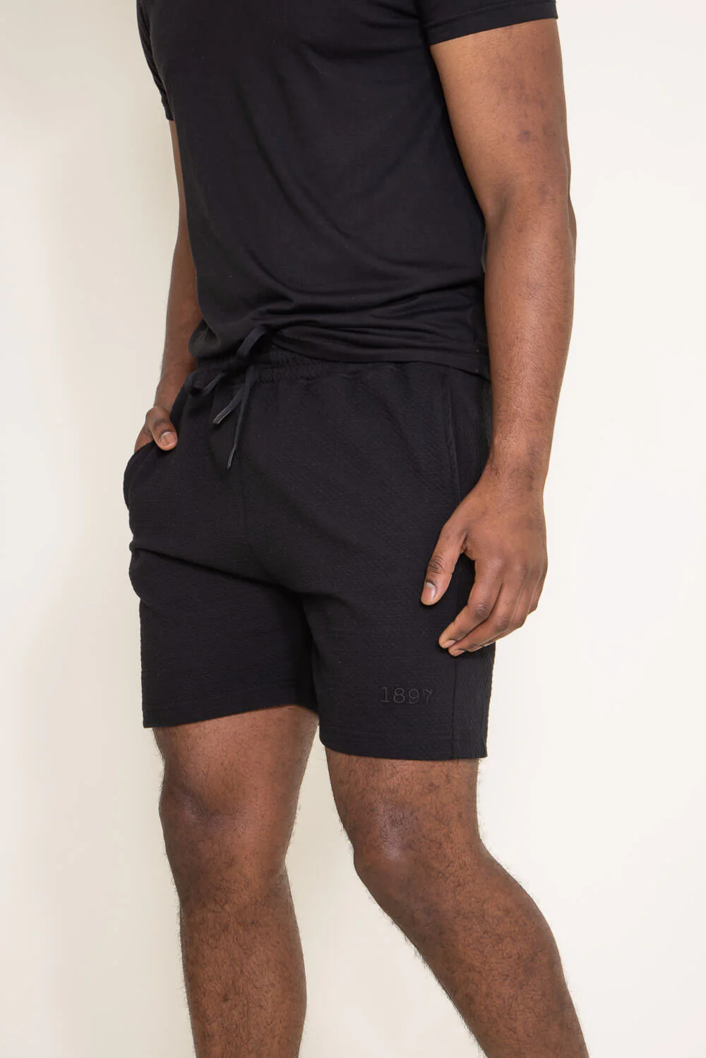 1897 Active Diamond Weave Shorts for Men in Black | MP923-BLACK - Image 3