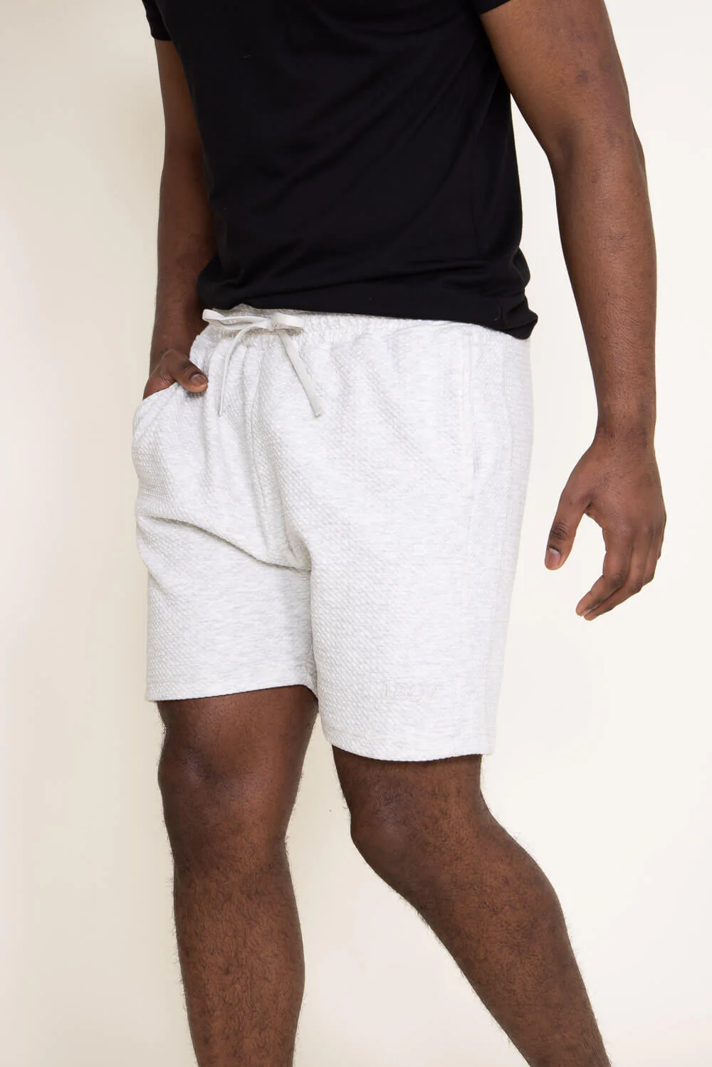 1897 Active Diamond Weave Shorts for Men in Oatmeal White | MP923-OATMEAL - Image 3