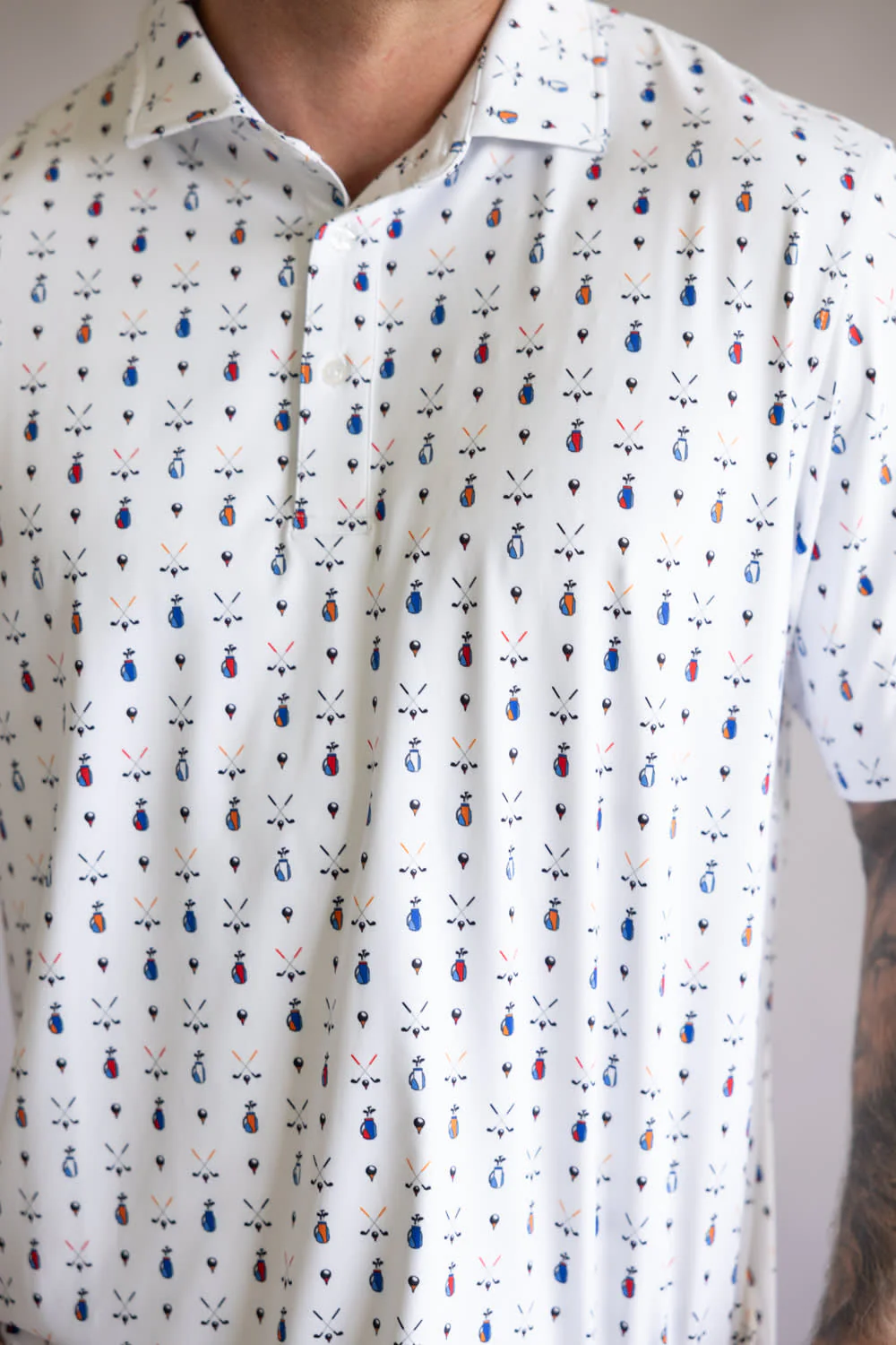 1897 Legends Golf Print Polo for Men in White | FGM214-WHITE - Image 3
