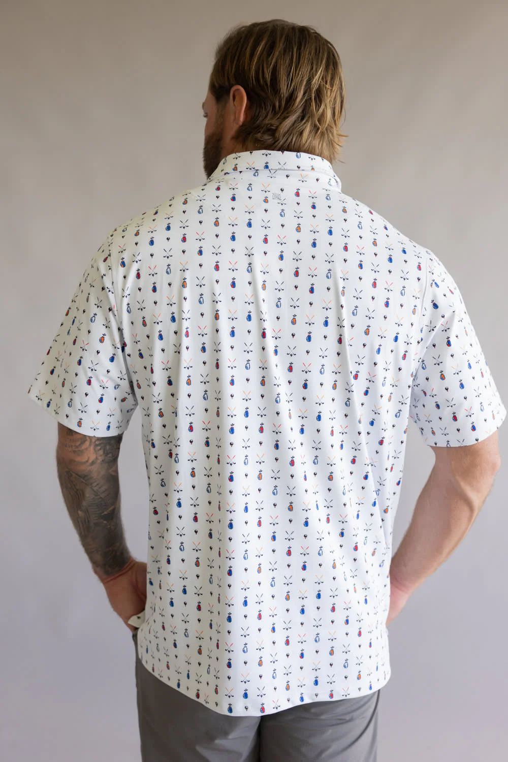 1897 Legends Golf Print Polo for Men in White | FGM214-WHITE - Image 4