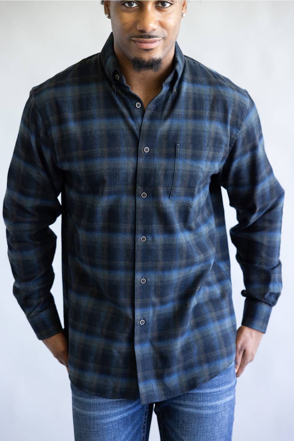 1897 Legends Plaid Flannel Shirt for Men in Navy Olive | FW12012-NVYOLIVE - Image 2