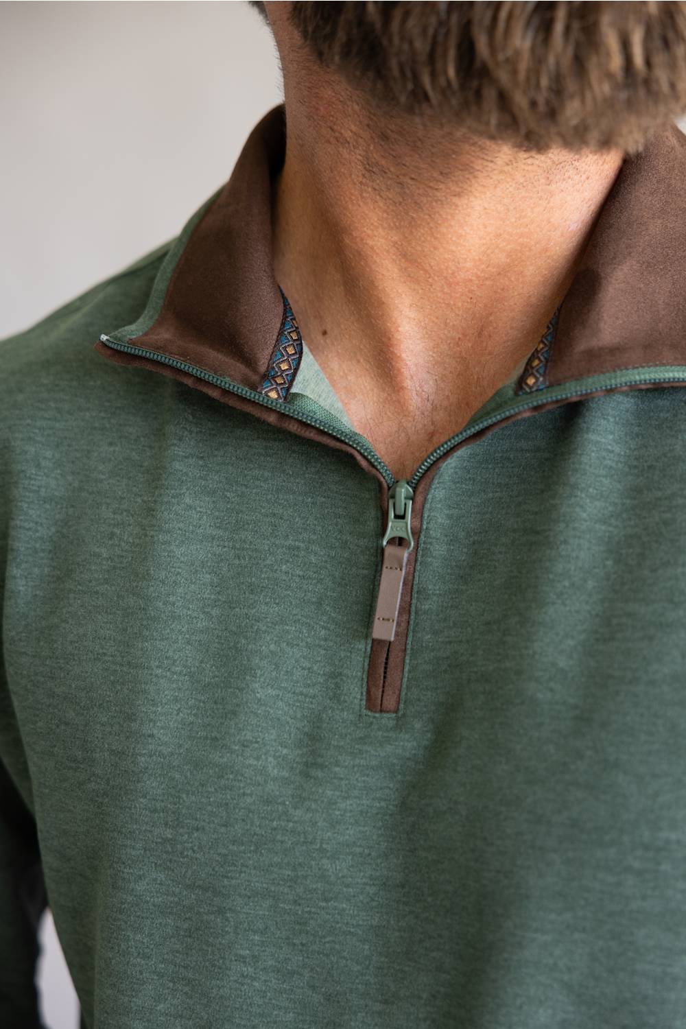 1897 Legends Quarter Zip Neck Sweater for Men in Olive | 10090-OLIVE - Image 5
