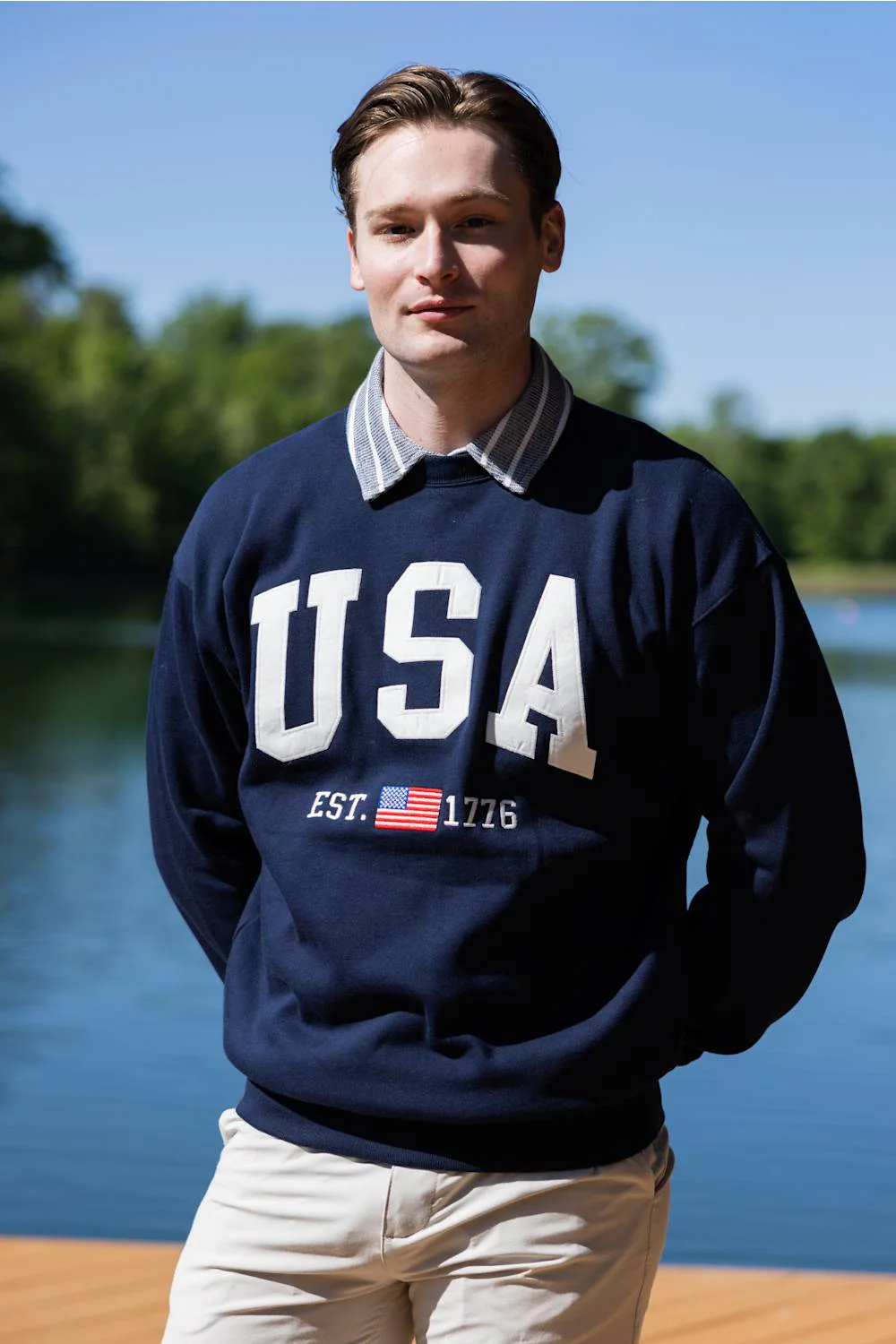 1897 Active USA Crewneck for Men in Navy | MT006-NAVY