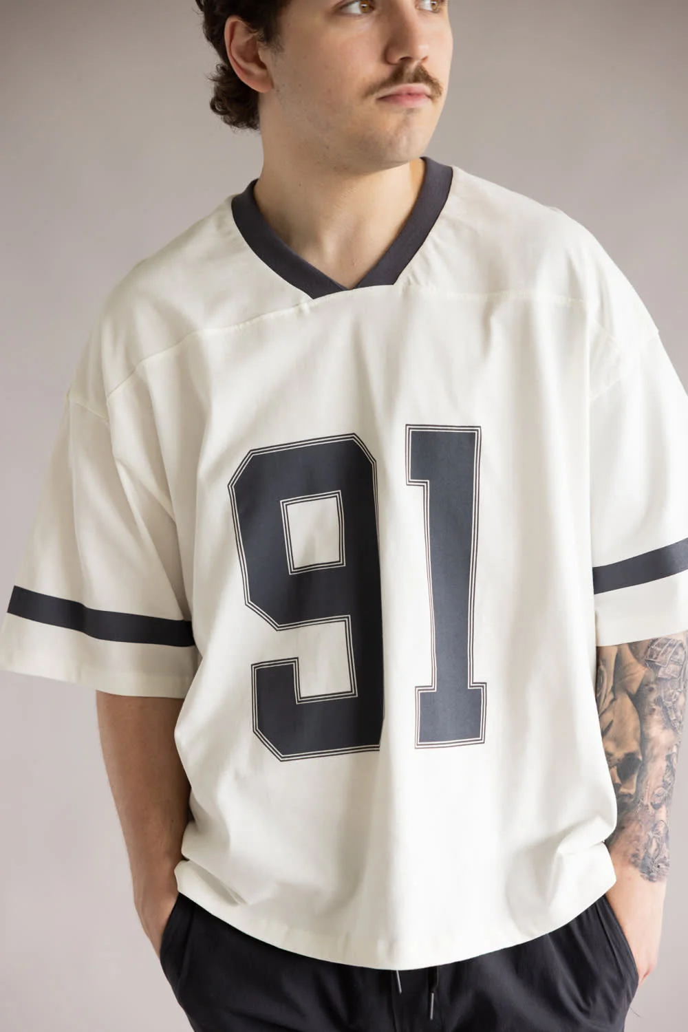 91 Graphic Jersey T-Shirt for Men in White | CKTS-D335 OFF WHITE - Image 2