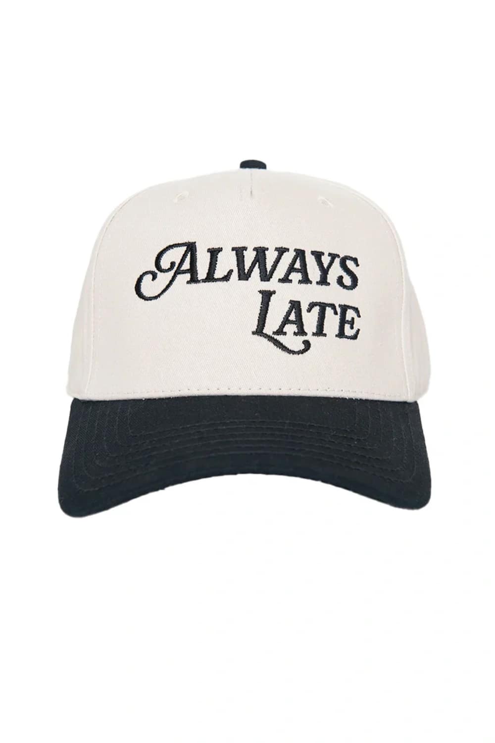 Always Late Trucker Hat for Women in Black/Tan | KDC-BC-1186-BLK-TAN