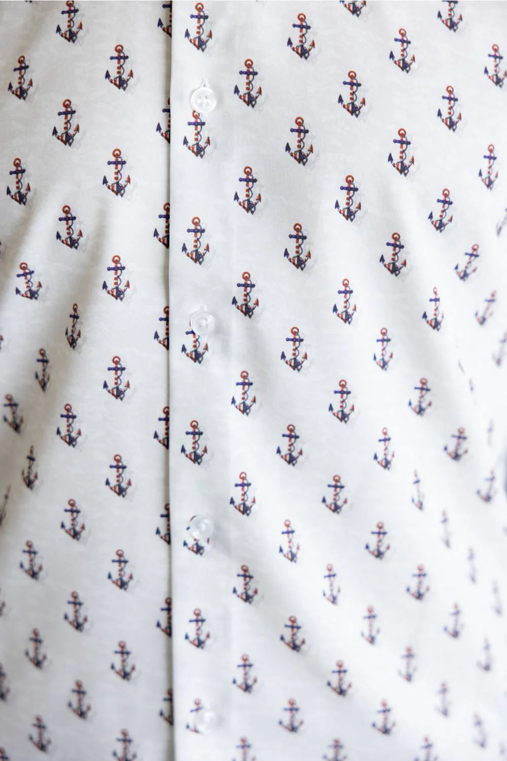 Anchors & Flags Pattern Button Down Shirt for Men in Silver | BB430-SILVER - Image 4