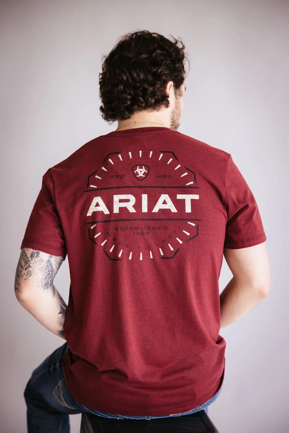 Ariat Explorer Classic T-Shirt for Men in Crimson Red Heather | 10054830-BURGANDY