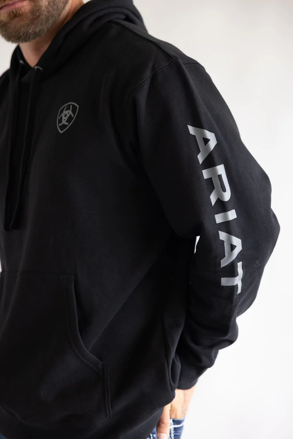 Ariat Logo Hoodie for Men in Black | 10040815-BLACK - Image 3