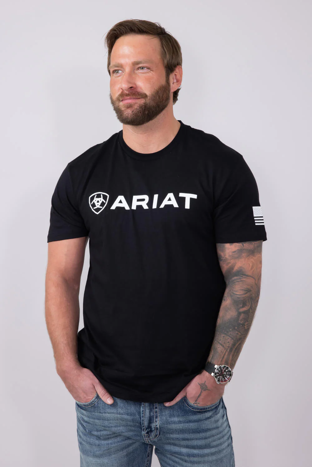 Ariat Shield Flag T-Shirt for Men in Black | 10054197-BLACK