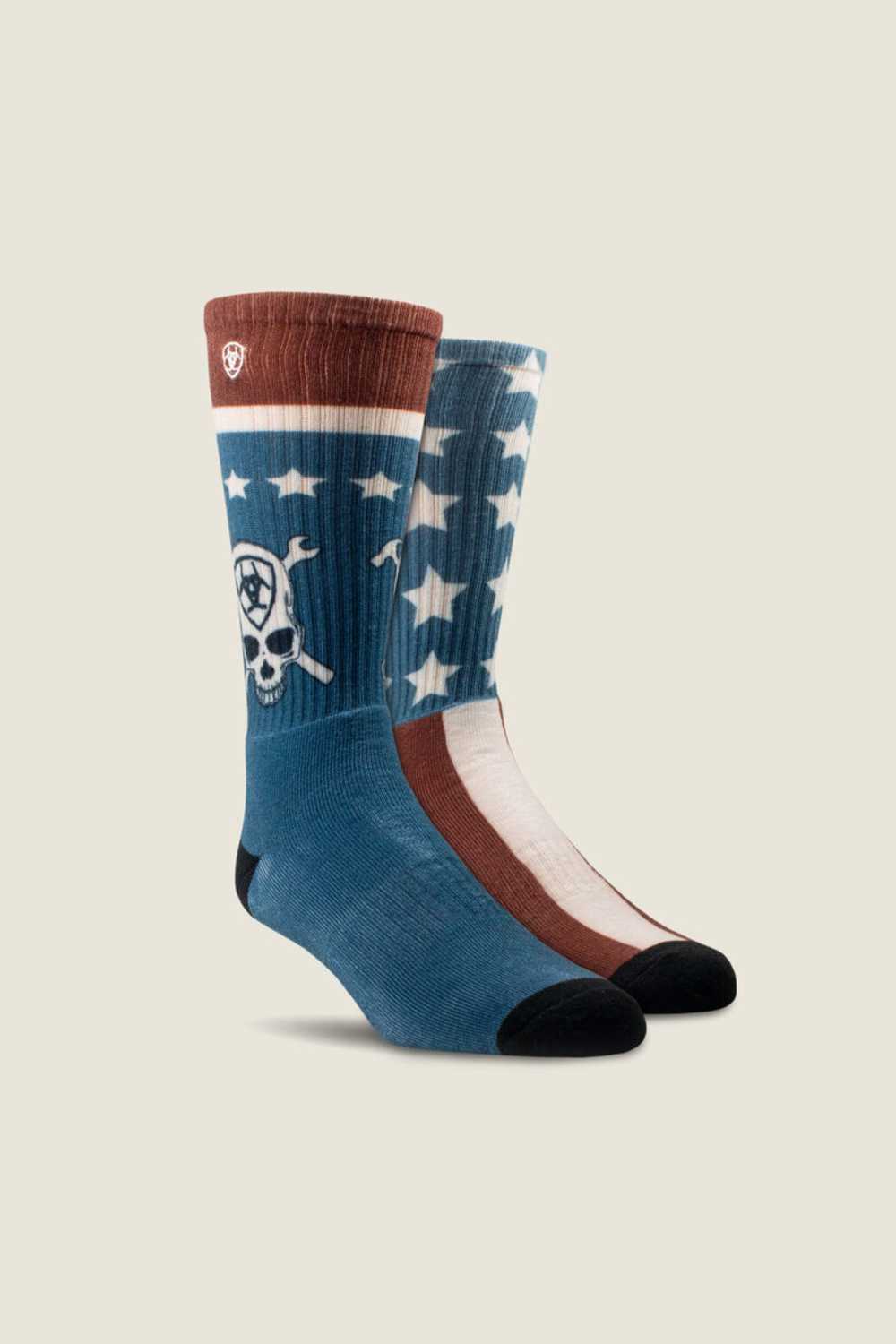 Ariat Stars & Stripes Graphic Crew Work Socks in Multi  | 3957-981FADEDPATRIOT 2PK
