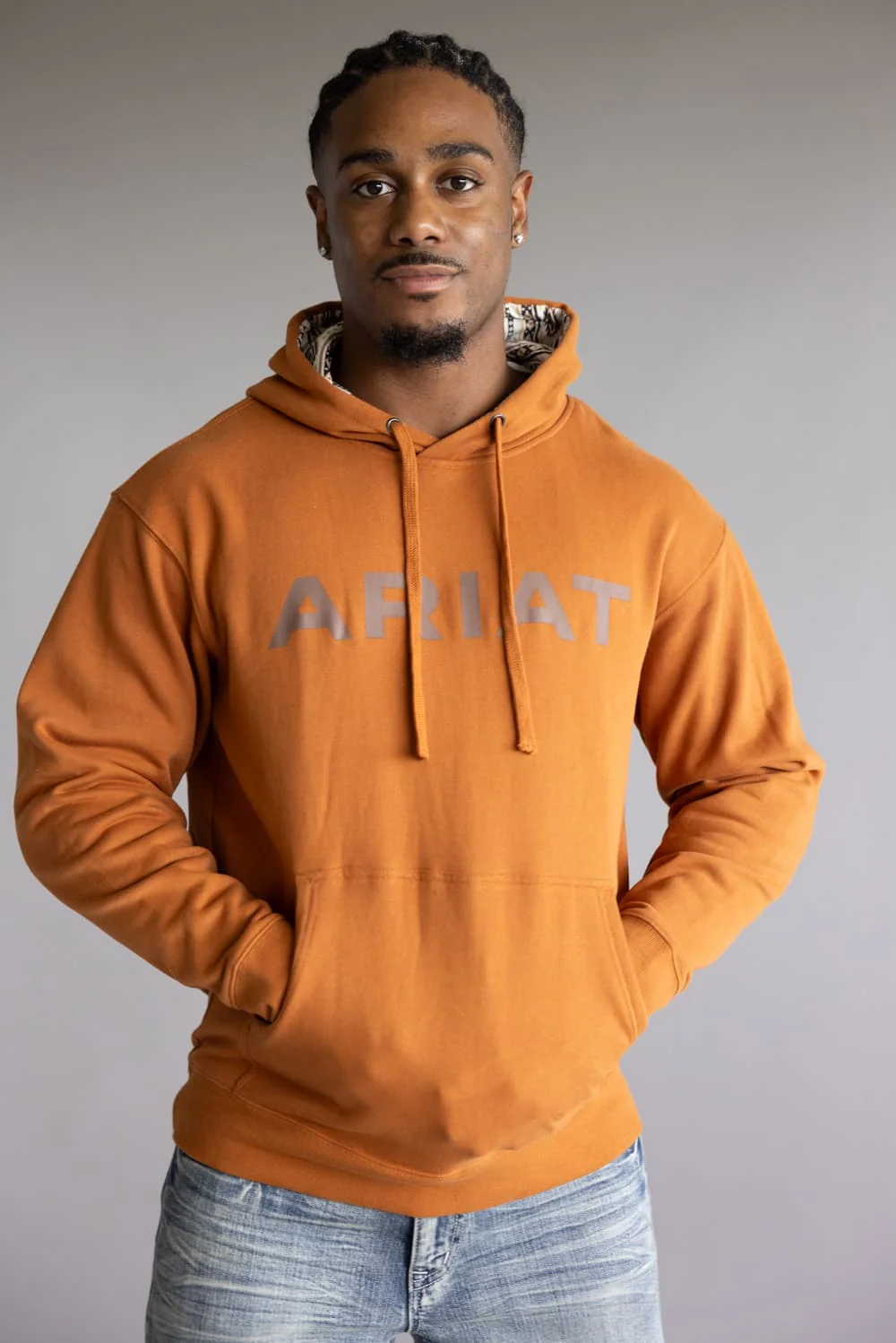 Ariat Stitch Shield Logo Hoodie for Men in Adobe Orange | 10062493-ADOBE