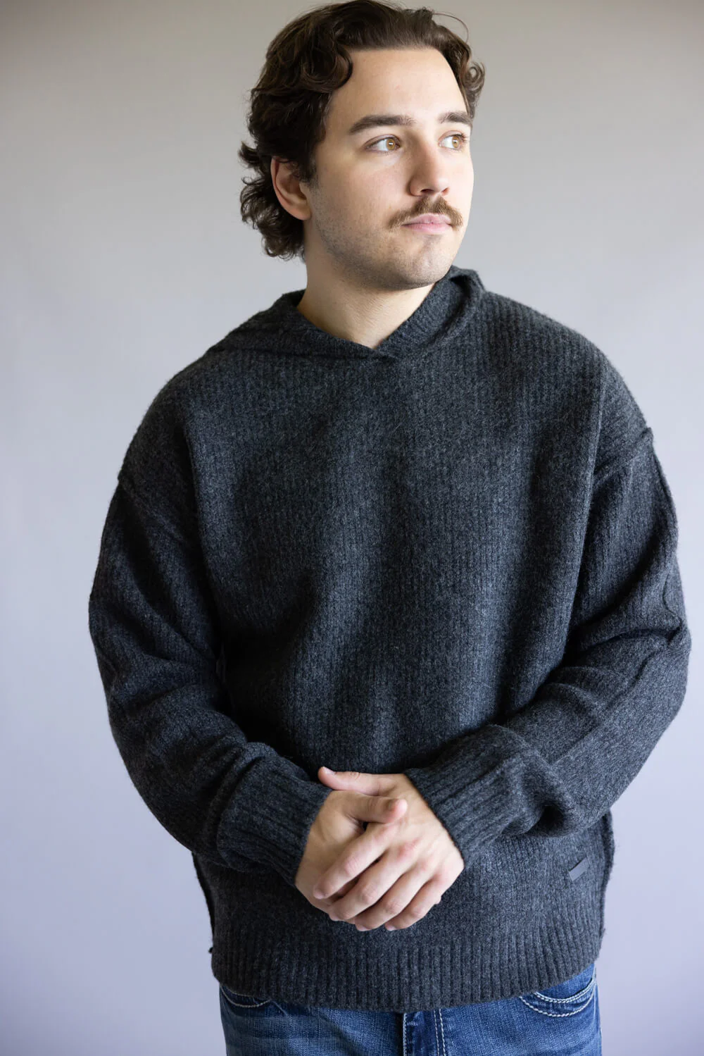Avery Hooded Sweater for Men in Dark Charcoal | MCW-177-DKCHARCOAL - Image 2