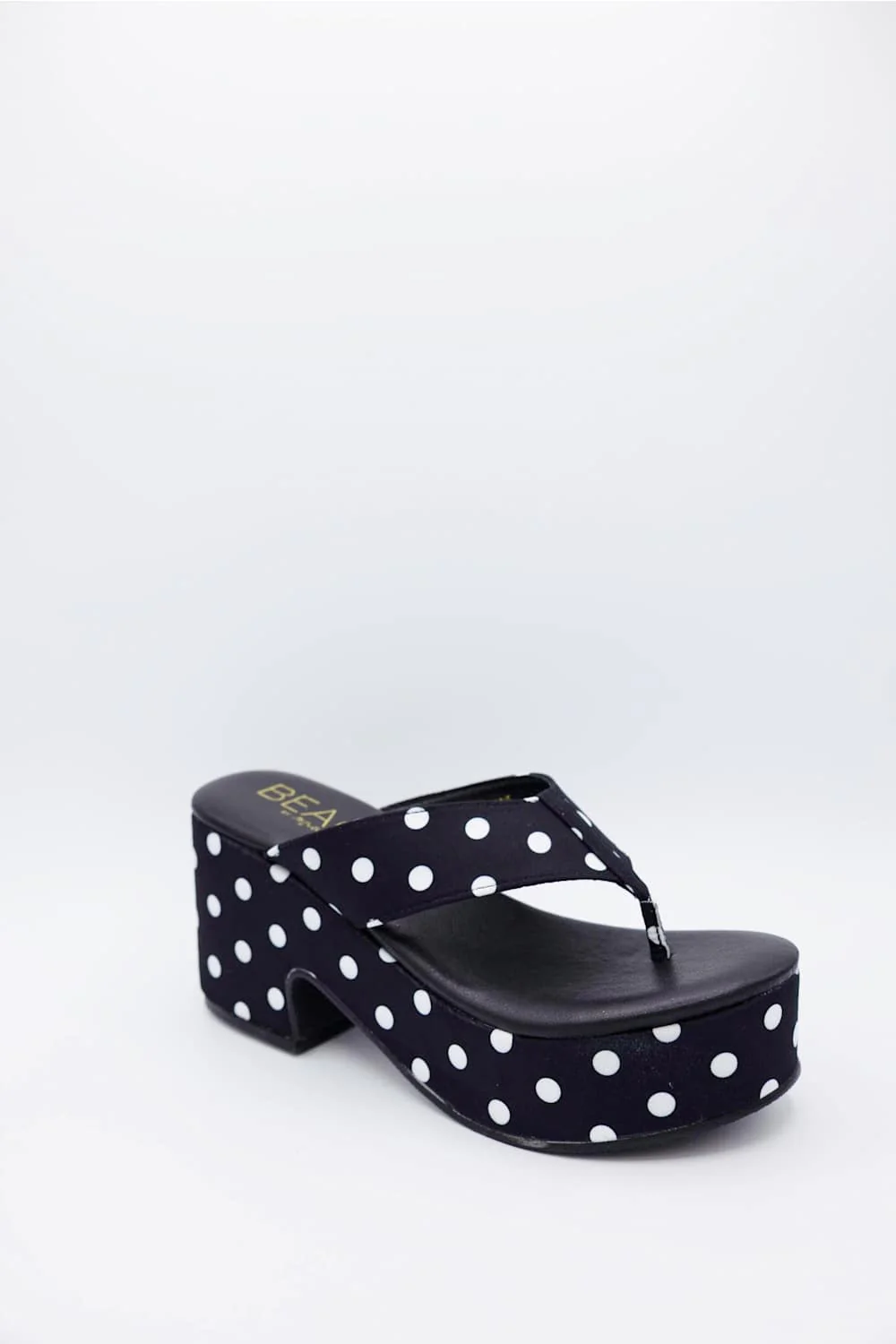 Beach by Matisse Bonnie Platform Sandals for Women in Black/White Polka Dot | BONNIE-BLACK