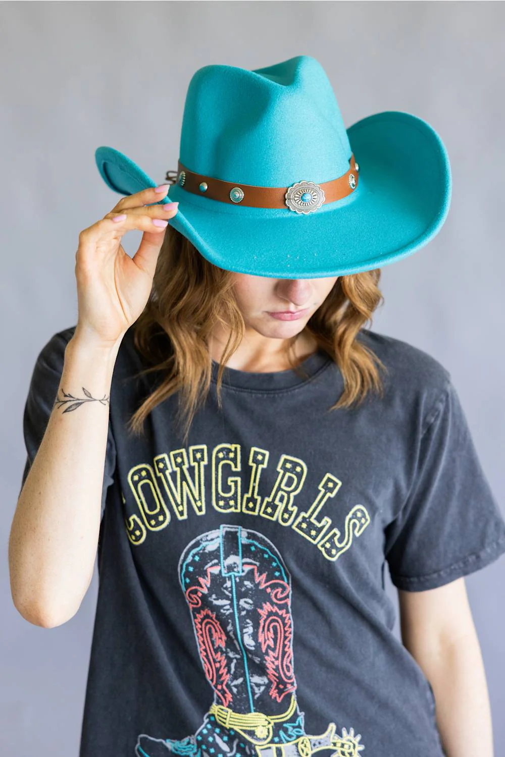 Belted Felt Cowboy Hat in Teal | 1005-BF-TEAL