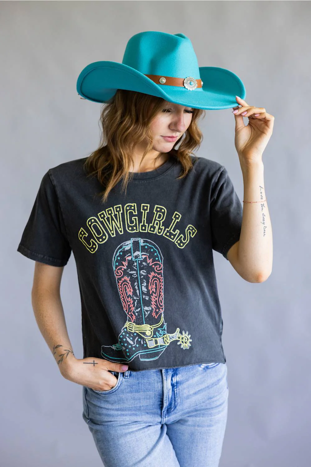 Belted Felt Cowboy Hat in Teal | 1005-BF-TEAL - Image 3