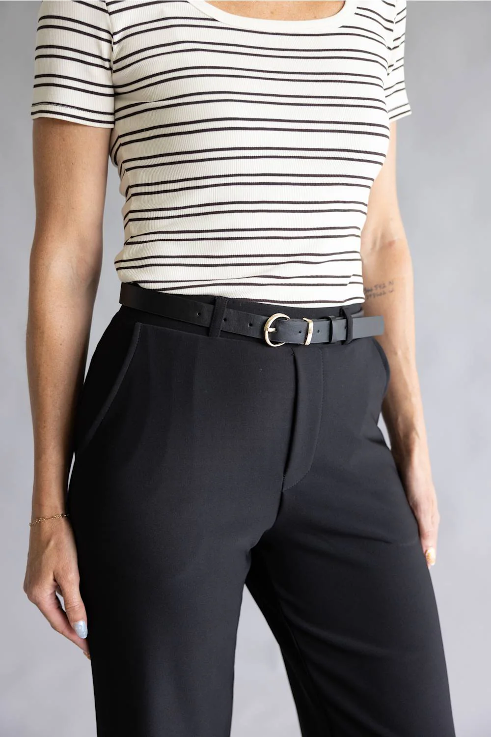 Belted Wide Leg Trouser Pants for Women in Black | SCU208-BLACK - Image 3