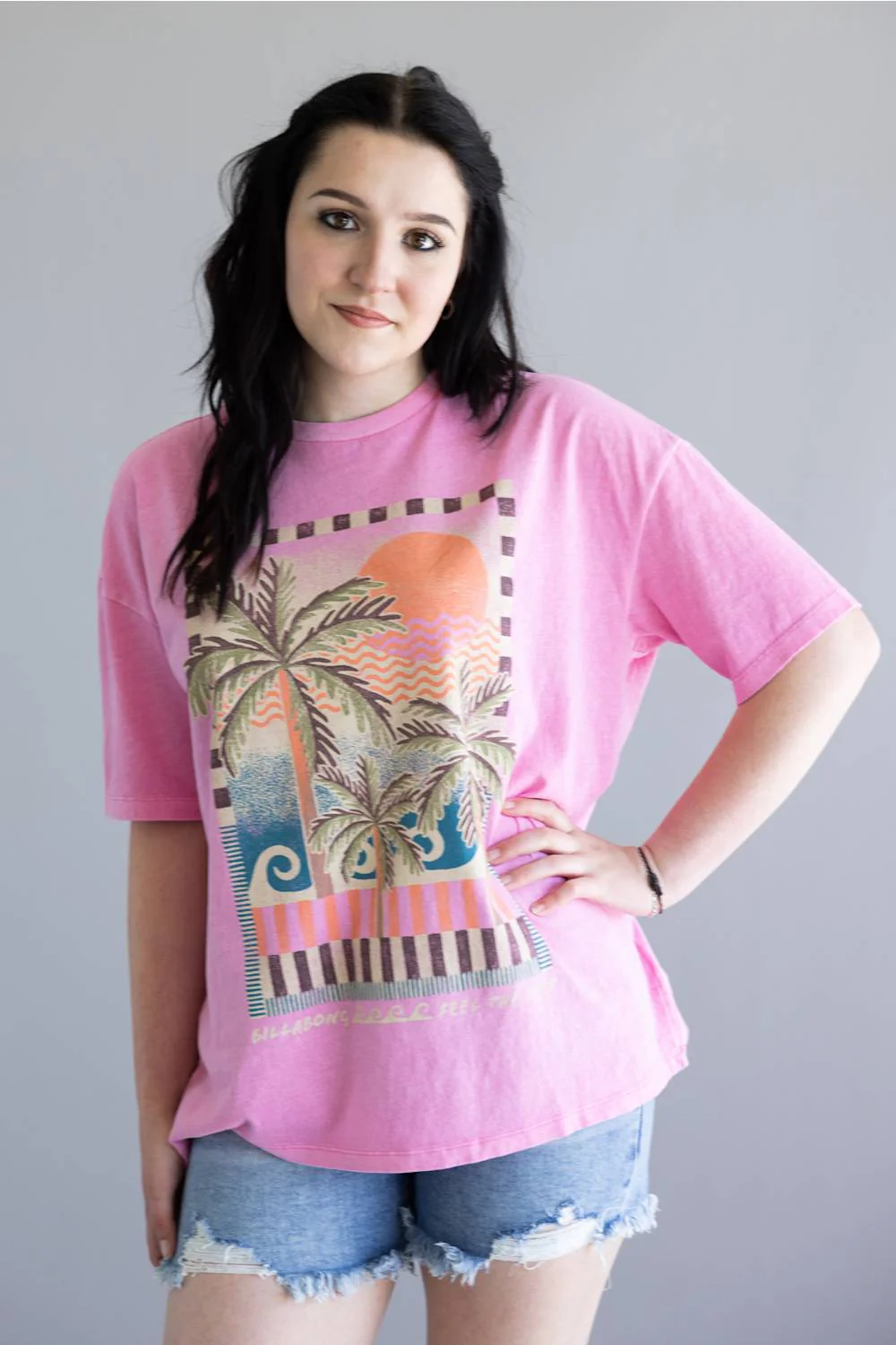 Billabong Feel The Heat Graphic T-Shirt for Women in Party Pink | BL000522W-PYP - Image 2