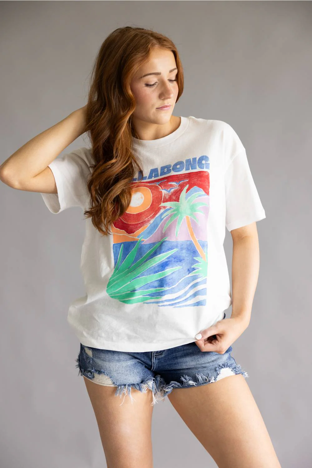 Billabong Highs and Lows Graphic T-Shirt for Women in White | BL000520W-SCS1
