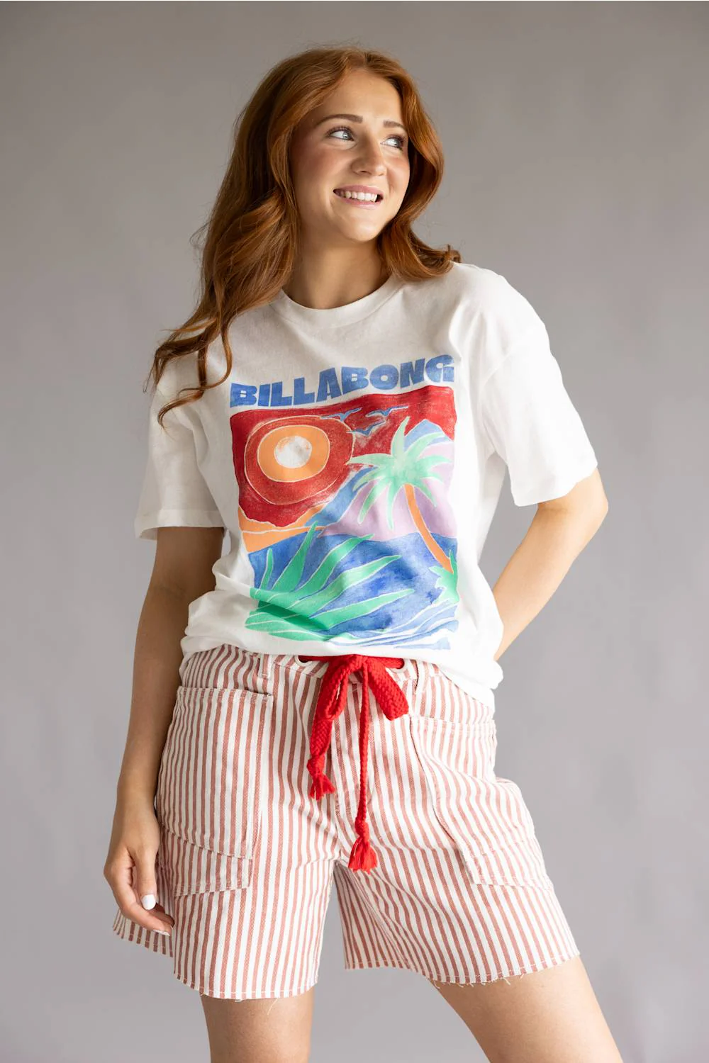 Billabong Highs and Lows Graphic T-Shirt for Women in White | BL000520W-SCS1 - Image 2