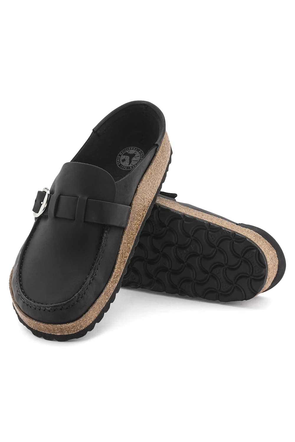 Birkenstock Buckley Oiled Leather Regular Fit Mules for Women in Black | 1024897 - Image 3