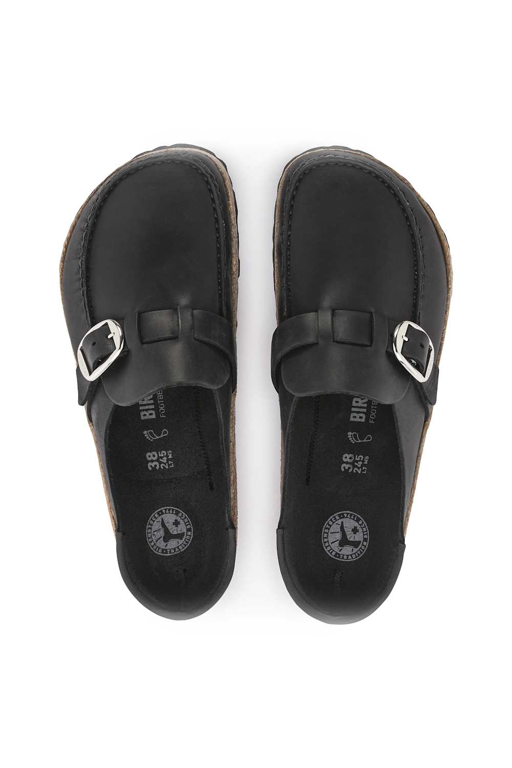 Birkenstock Buckley Oiled Leather Regular Fit Mules for Women in Black | 1024897 - Image 4