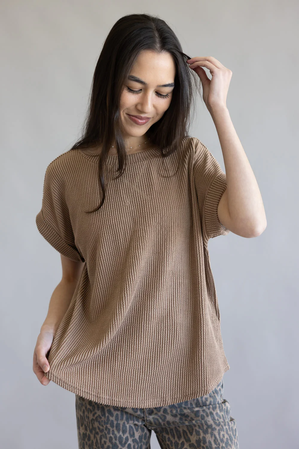 Blu Pepper Ribbed Knit Top for Women