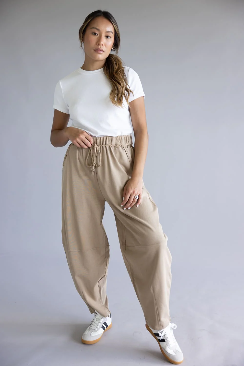 Boho Rope Drawstring Pants for Women in Taupe | NP70814-TAUPE