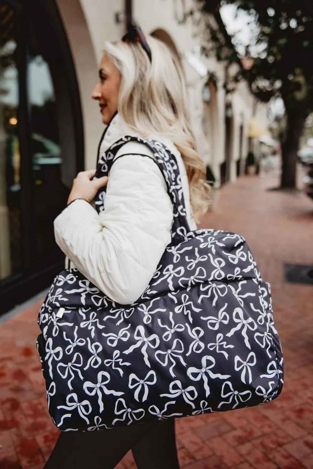 Bow Weekender Bag for Women in Black | KDC-WKB-34-BLK