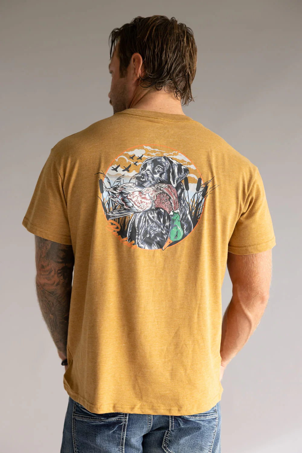 Burlebo Duck and Dog T-Shirt for Men in Light Brown | SST-DKDG-LB-LIGHT BROWN