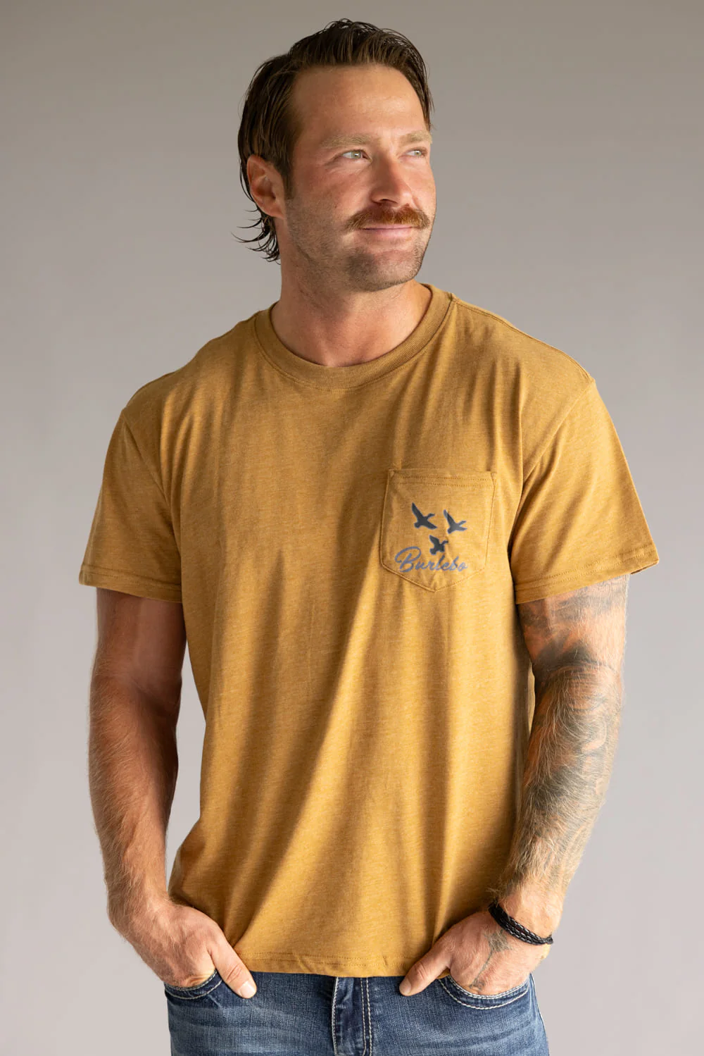 Burlebo Duck and Dog T-Shirt for Men in Light Brown | SST-DKDG-LB-LIGHT BROWN - Image 2