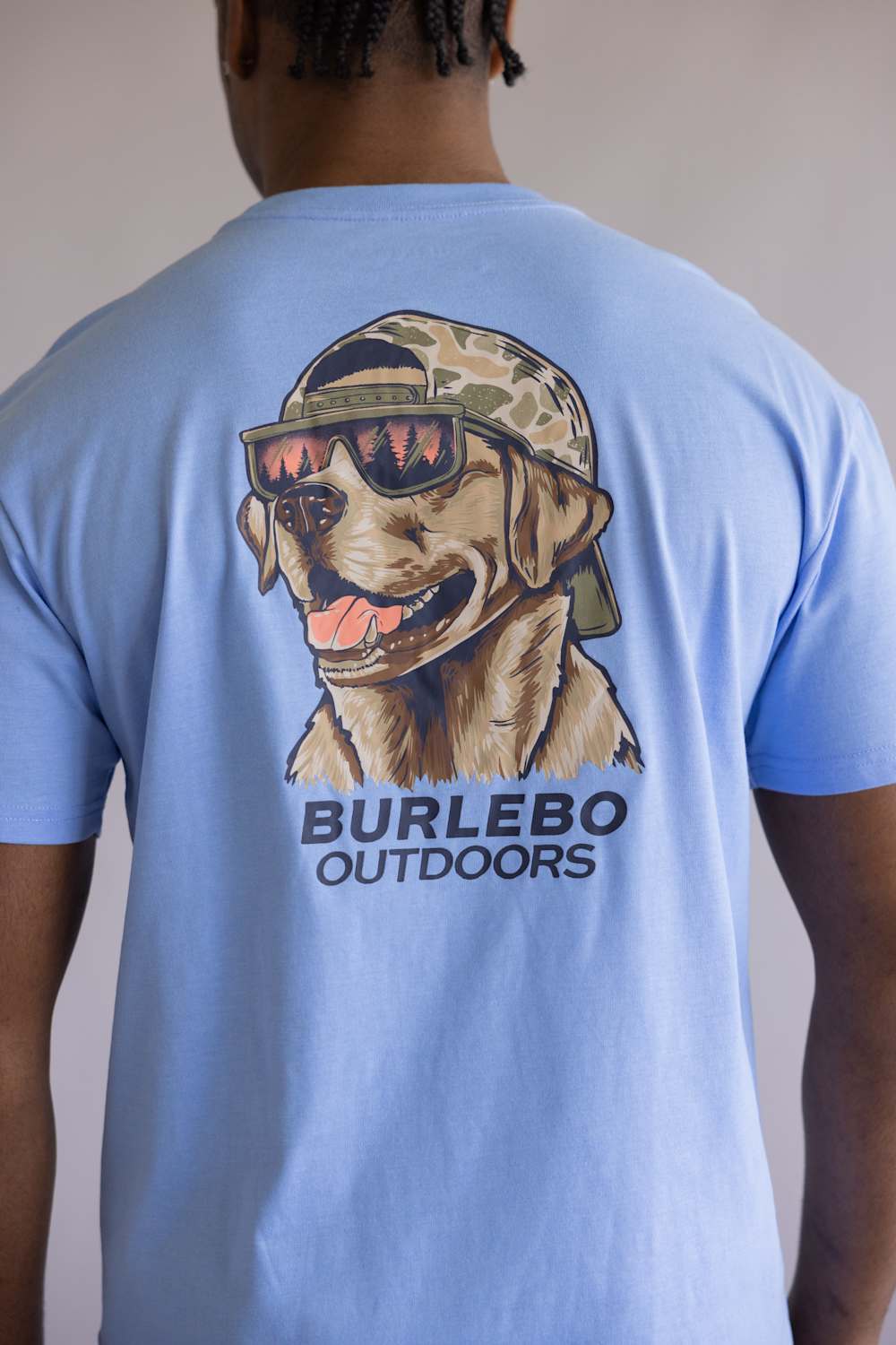 Burlebo Mallard Camo Dog T-Shirt for Men in Periwinkle Blue | SST-MCD-PB-HEATHER PERIWINKLE