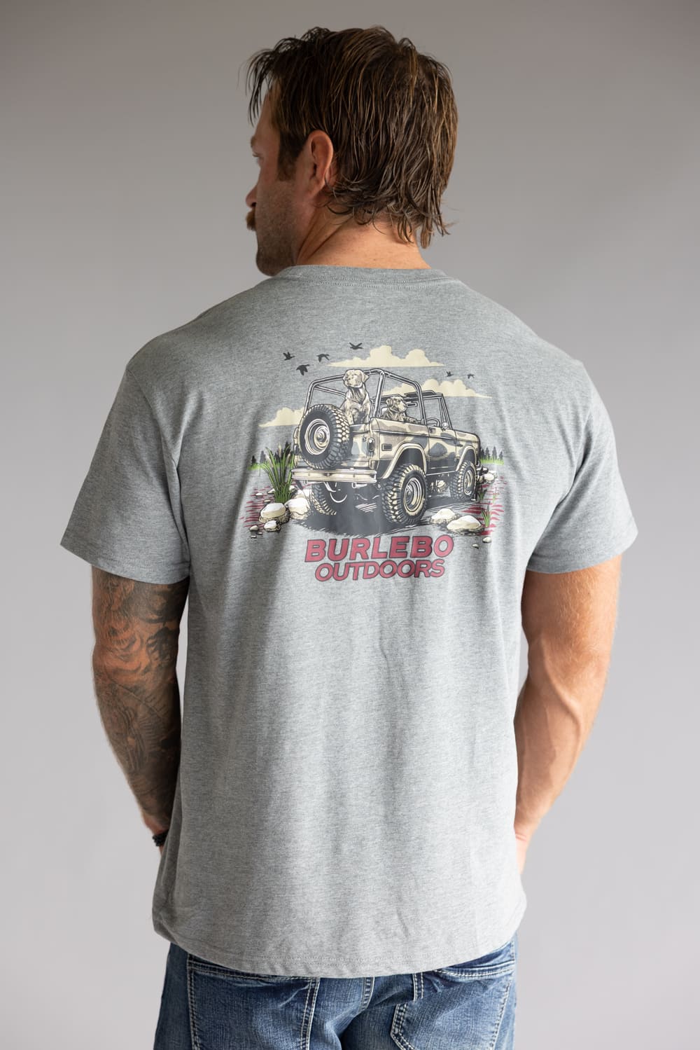 Burlebo Off Road Bronco T-Shirt for Men in Dark Heather Grey | SST-ORB-DHG-OFFROADBRONCO-DARKHEATHERG