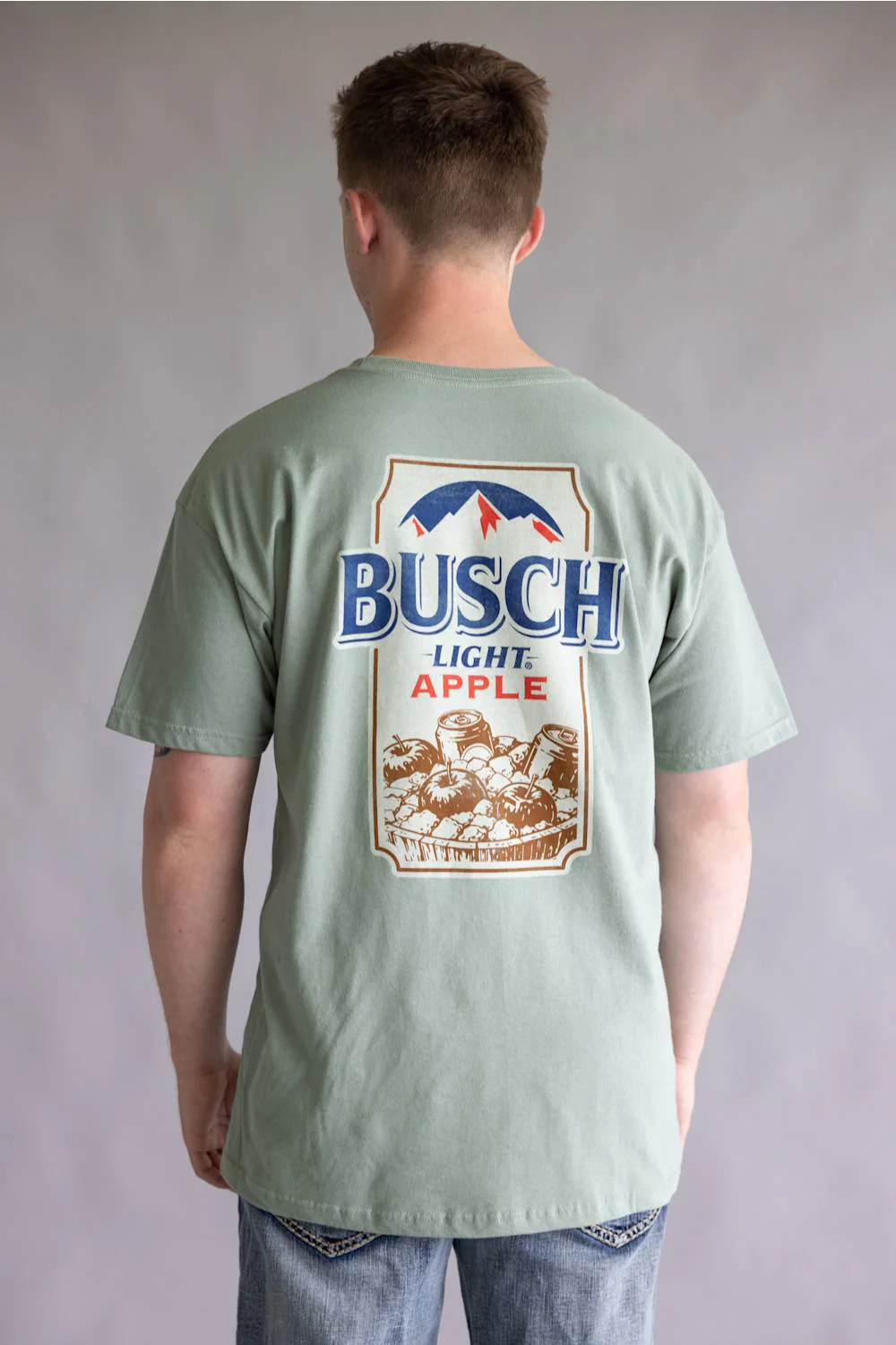 Busch Light Apple Frame T-Shirt for Men in Sage | 19672_901A - Image 3