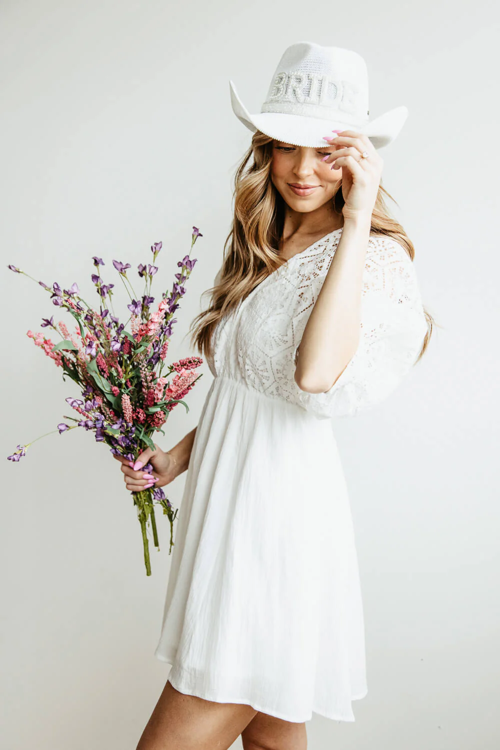 C.C. Bride Cowgirl Hat for Women in White | CBC-02-WHITE/CLEAR - Image 2