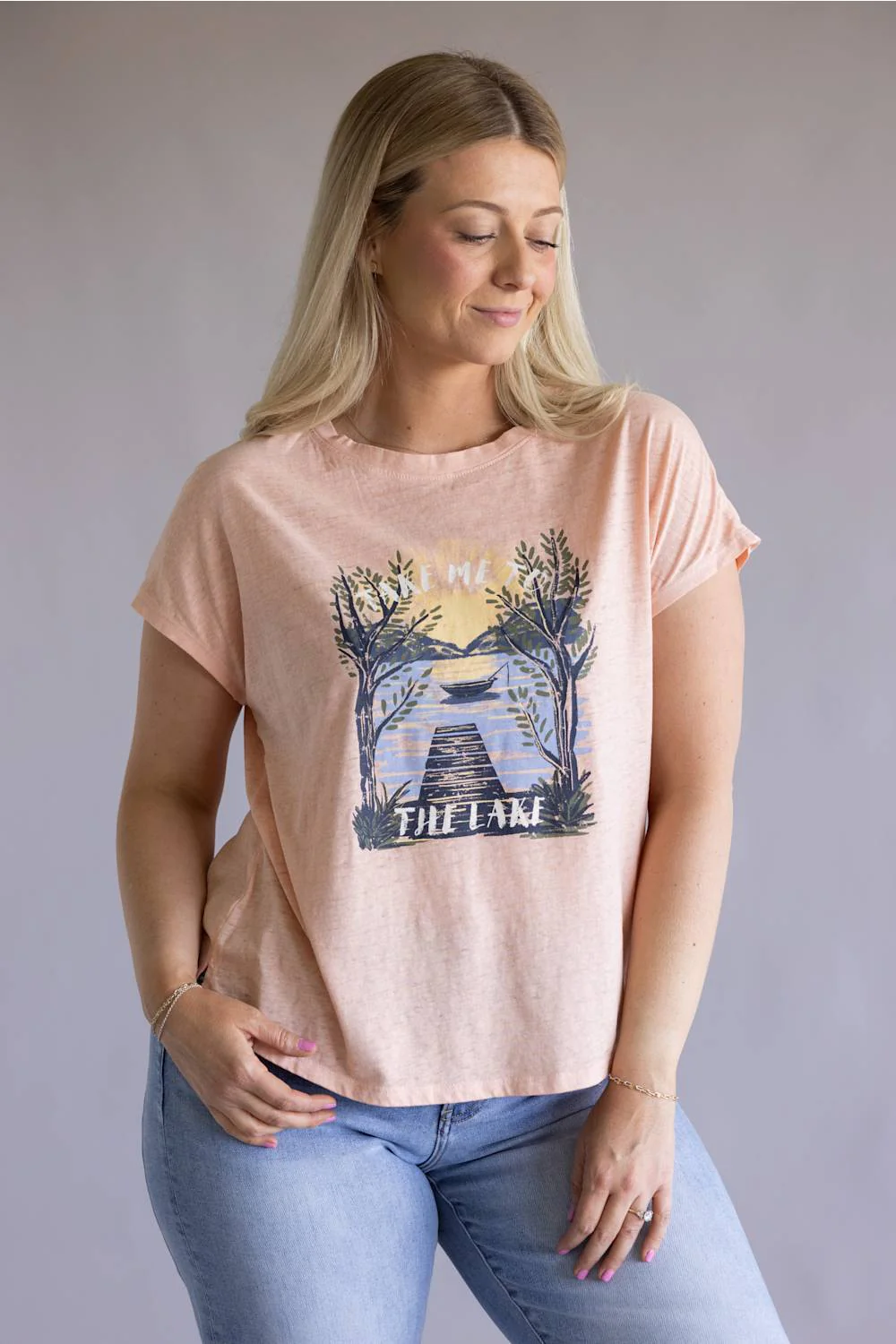 C&C California Lake Tee for Women in Pink | 89A01828-CORALP