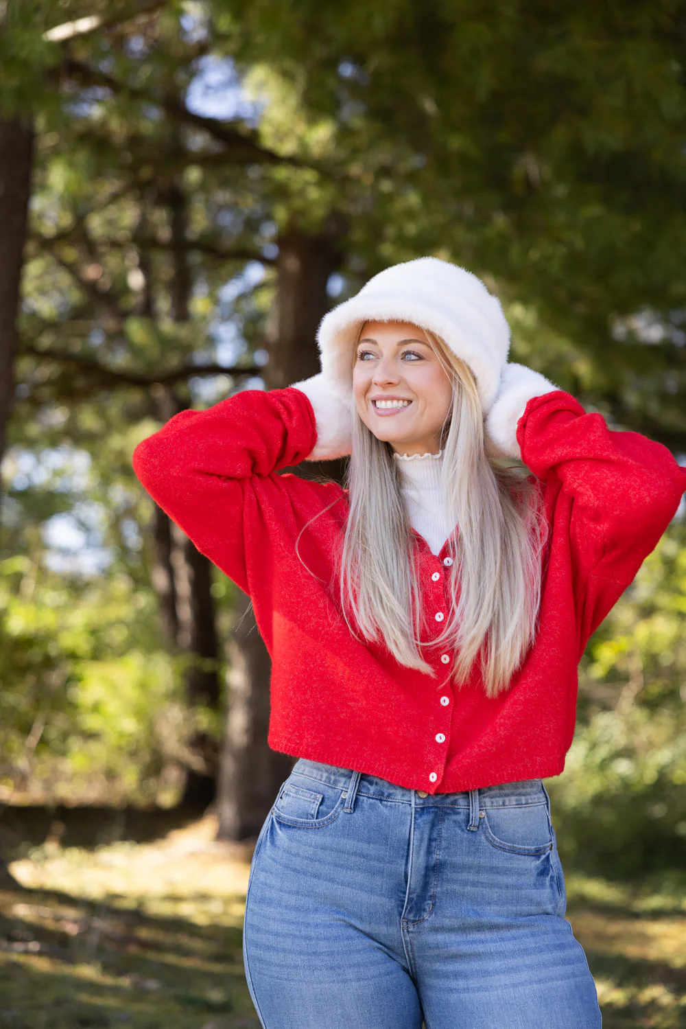C.C. Glitter Fur Bucket Hat for Women in Ivory | BKE0169IVY