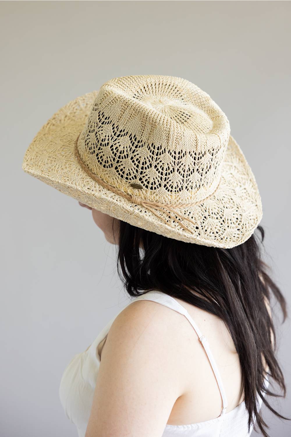 C.C. Woven Cowgirl Hat for Women in Beige | CBC0136-BEIGE - Image 5