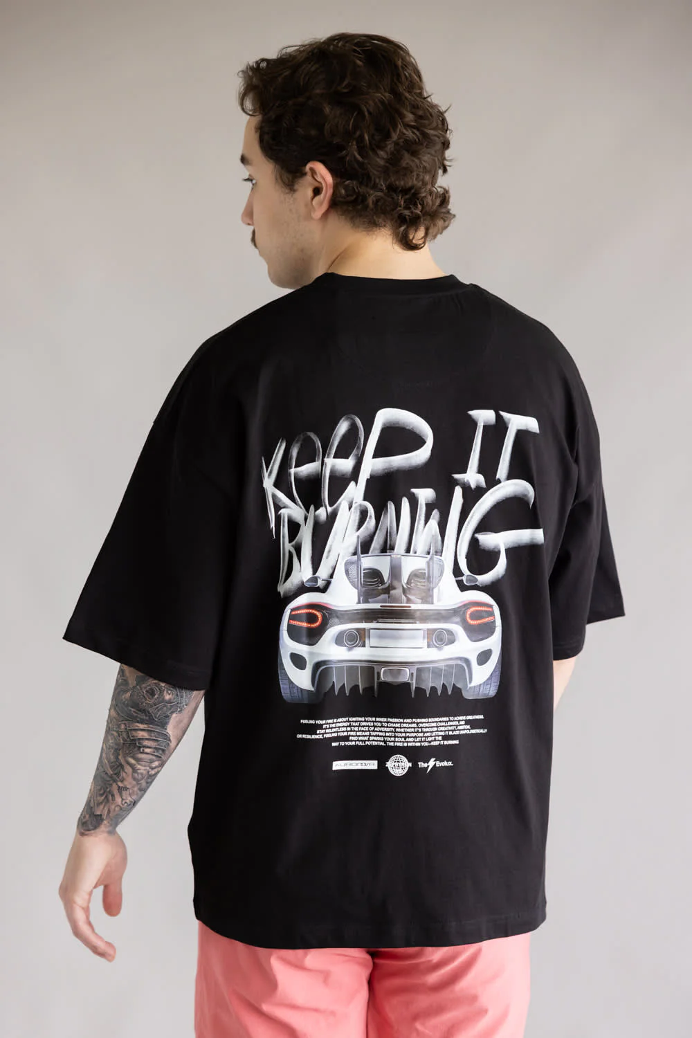 Car Graphic T-Shirt for Men in Black | CKTS-D380 BLACK - Image 5