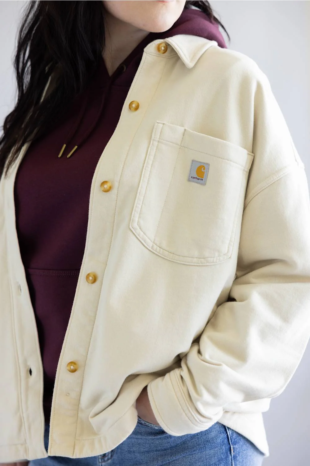 Carhartt Durham Knit Overshirt for Women in Oat Milk | 107393-A16 - Image 2