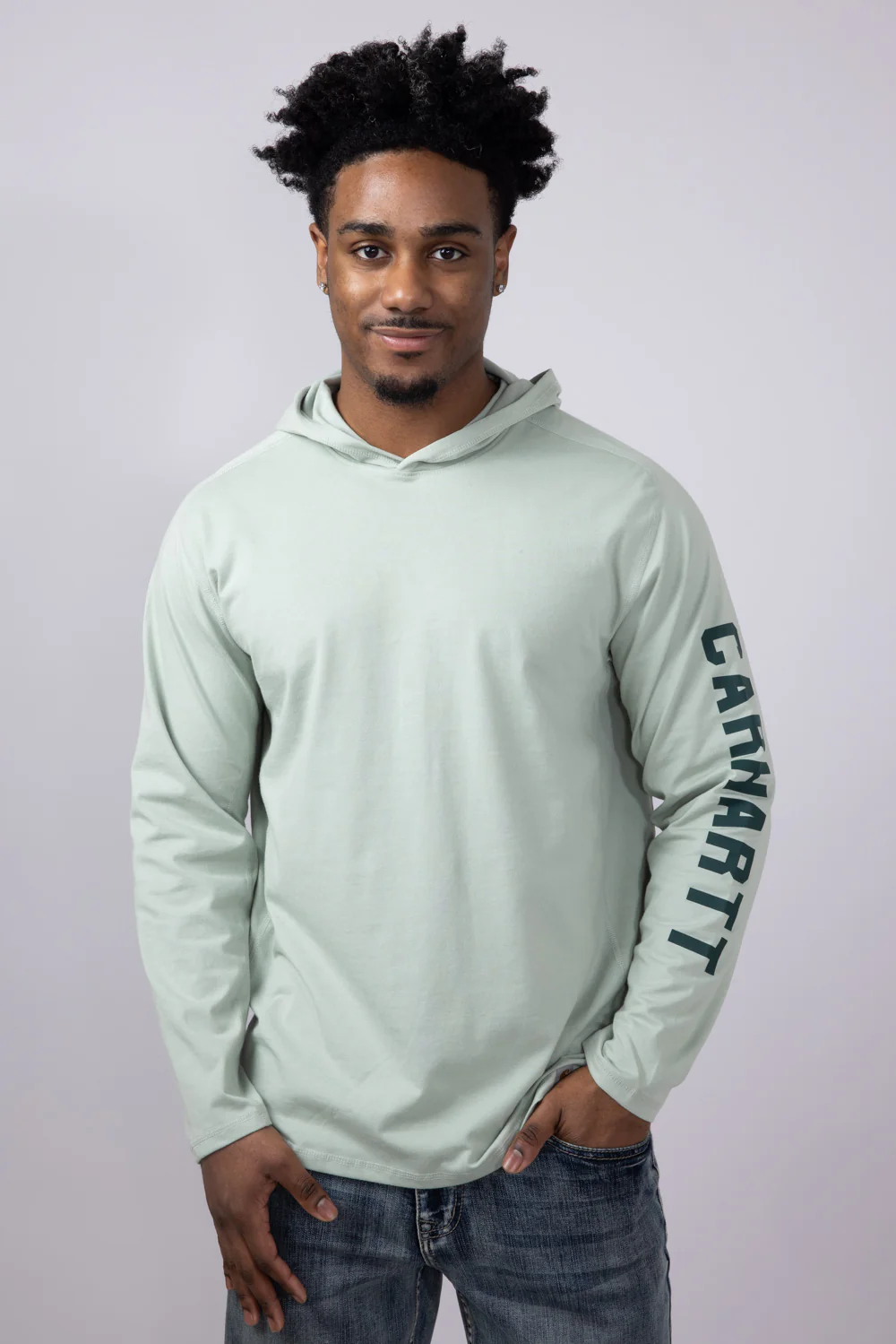 Carhartt Force Relaxed Fit Midweight Long Sleeve Logo Hooded T-Shirt for Men