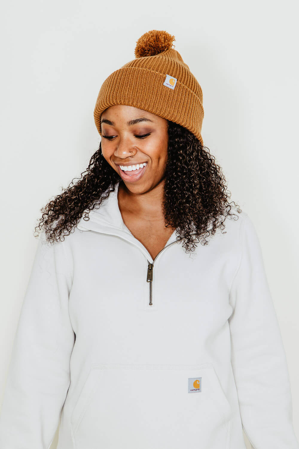 Carhartt Knit Pom-Pom Beanie for Women in Brown | 106003-BRN