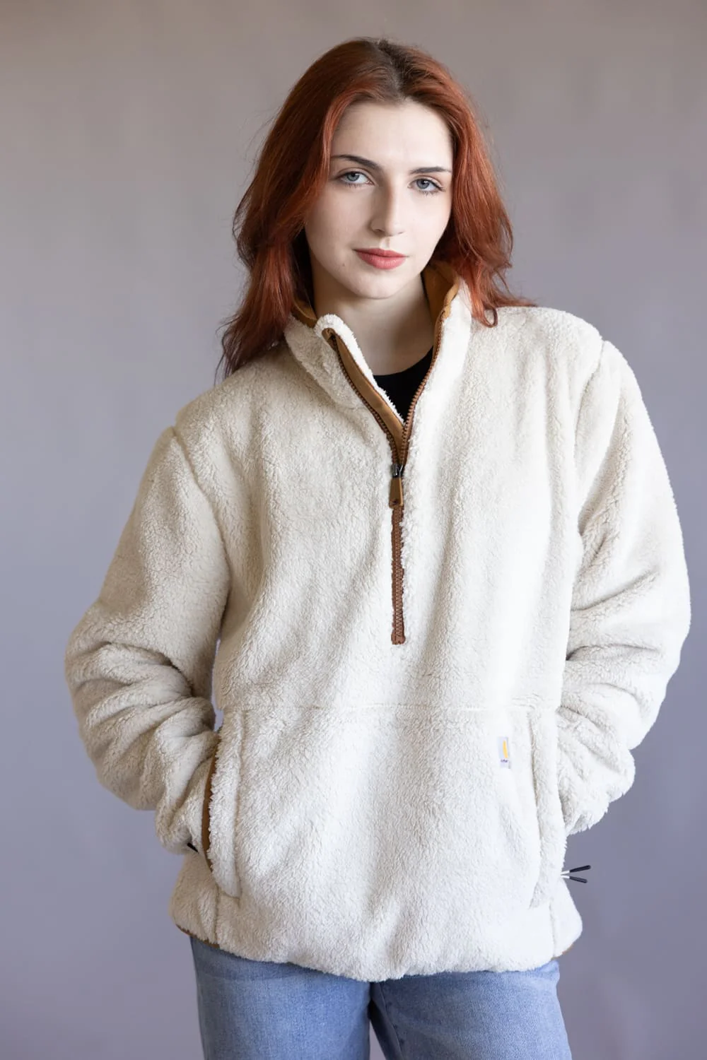 Carhartt Loose Fit Fleece Half Zip Pullover for Women in Oat Milk | 106470-A16