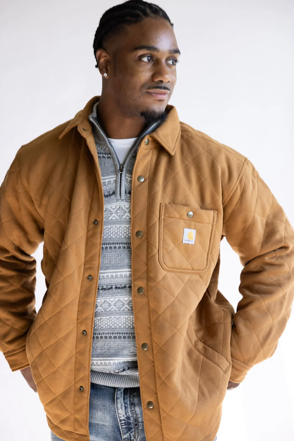 Carhartt Rain Defender Heavyweight Quilted Snap Front Shirt Jacket for Men