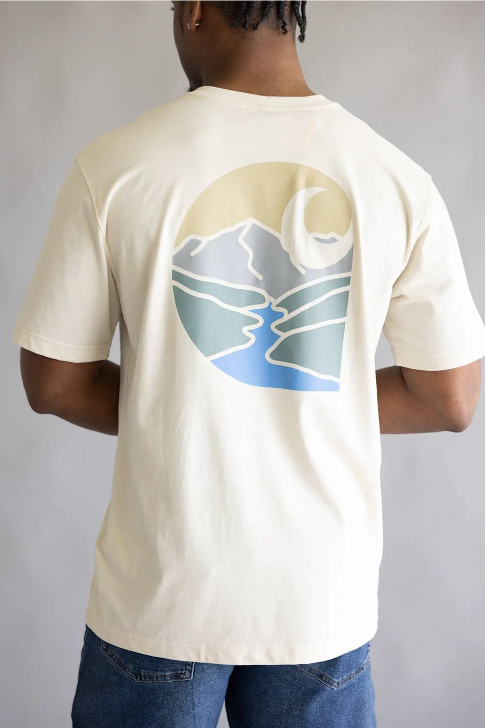 Carhartt Relaxed Mountain River T-Shirt for Men in Oatmilk | 107789-A16OATMILK